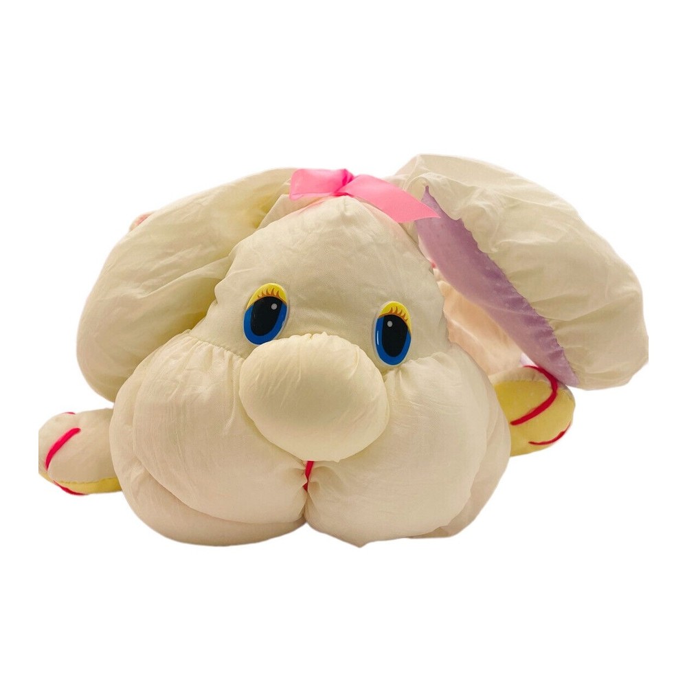 Vintage Nylon Plush Easter Basket Bunny Rabbit Girls Soft Puffalump Style  P12